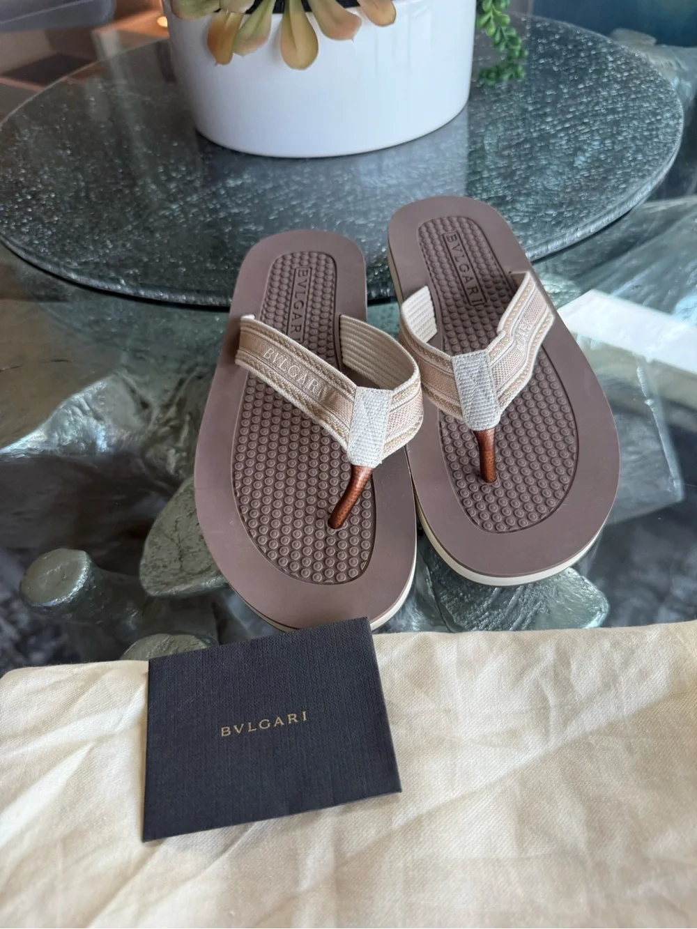 Bulgari woman’s Brown & Beige Flip Flop Sandals